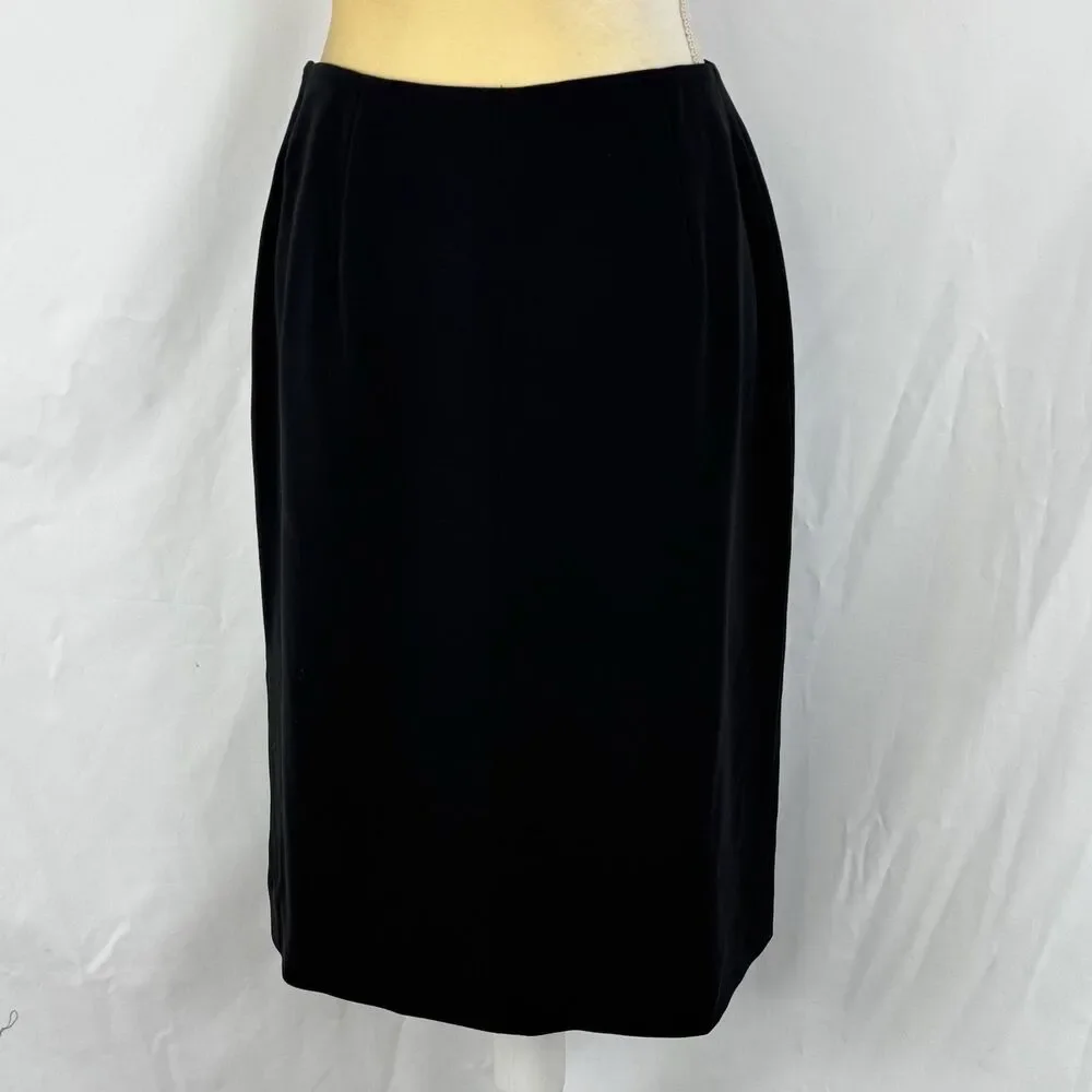 Jones New York Vintage Triacetate Pencil Straight Slit Career Skirt Size 8 Black